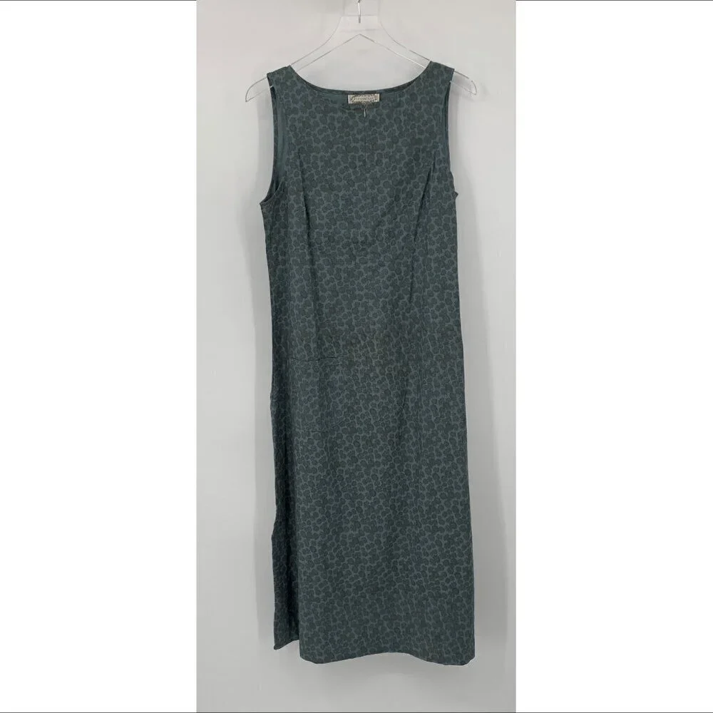 Flyshacker midi shift dress zipper sleeveless cotton blend blue floral new M